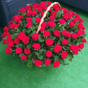 101 красная роза в корзине Житомир фото