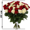 Фото товара 51 красная и белая роза (50 см) в Житомире