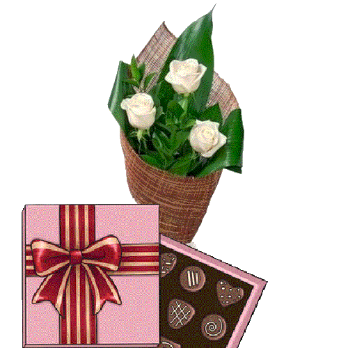 Фото товара 3 белые розы с конфетами в Житомире