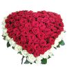 Фото товара 101 роза сердцем - белая, красная в Житомире