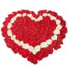 Фото товара 101 роза сердцем - красная, белая, красная в Житомире