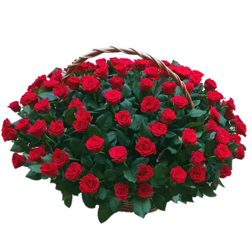 Фото товара 101 красная роза в корзине в Житомире