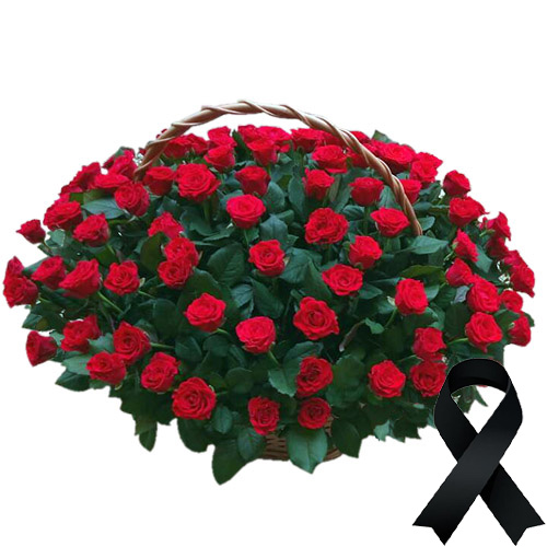 Фото товара 100 красных роз в корзине в Житомире