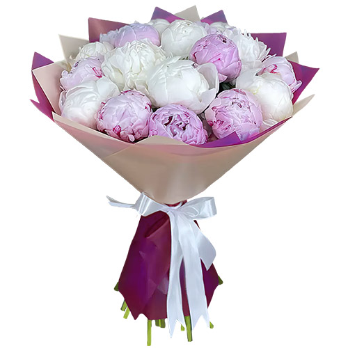 Фото товара 19 белых и розовых пионов в Житомире
